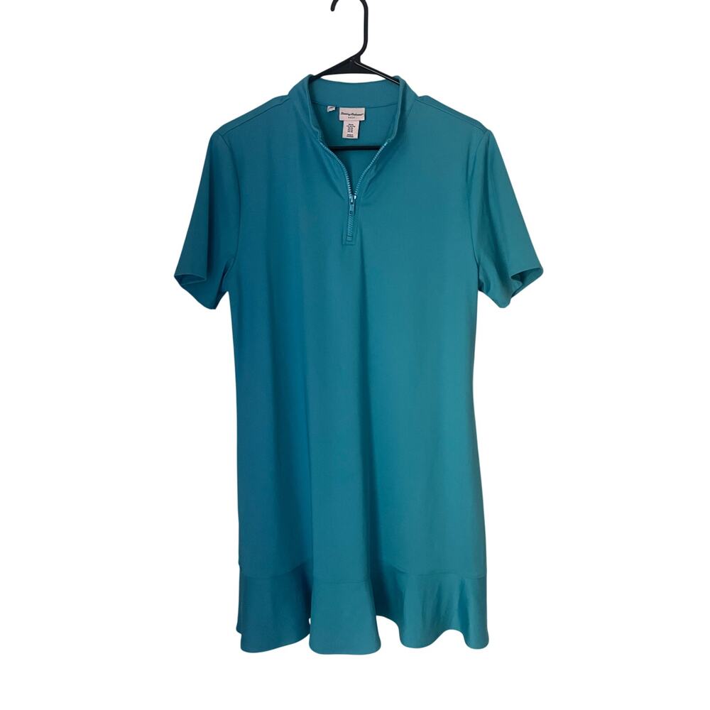 Tommy Bahama Golf Blue Performance Dress Athletic Zip Neck Ruffle Hem XL